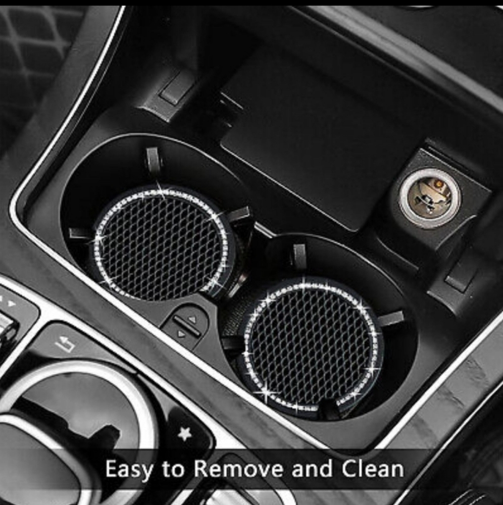 RHINESTONE Cup Holder Silicone 2pc Coasters Auto Var Truck SUV VansUniversal NWT - Picture 3 of 13